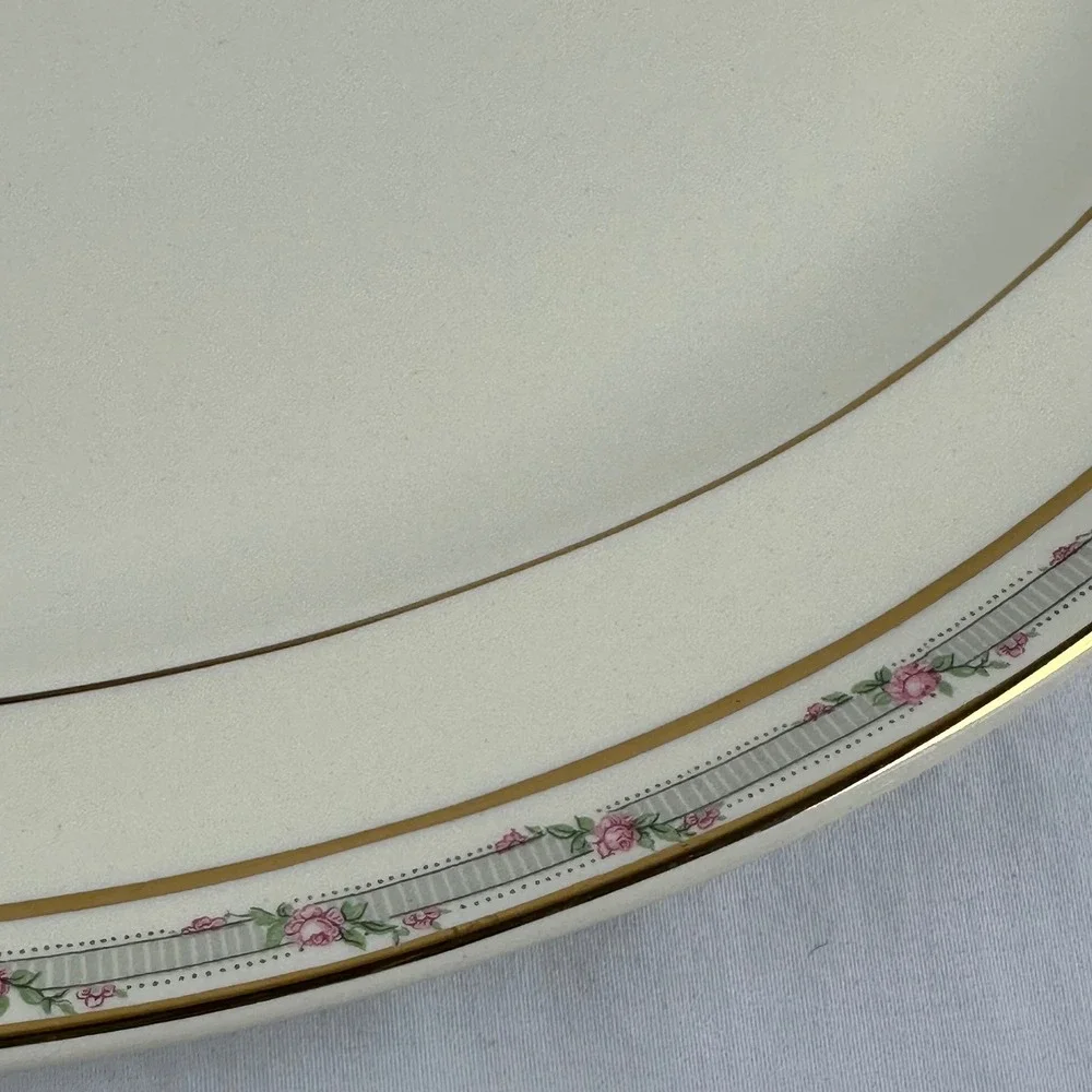 Vtg Taylor Smith Taylor TS&T Rosebud Platter‎ Gold Gilt 15 inch 1945 Ironstone